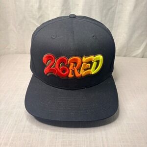 26 Red Snapback Hat Mens Black Embroidered Gradient Logo Flat Brim Cap